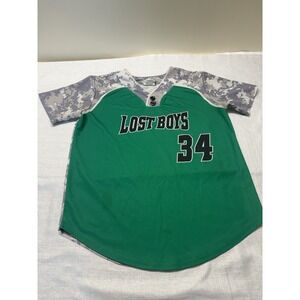 Ealy Sportswear Men's L Baseball Jersey Green Camo "Lost Boys" #34